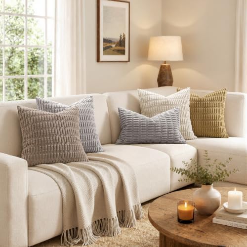 MIULEE Euro Sham Decorative Throw Pillow Covers 26x26 Light Grey Pack of 2 - Image 5