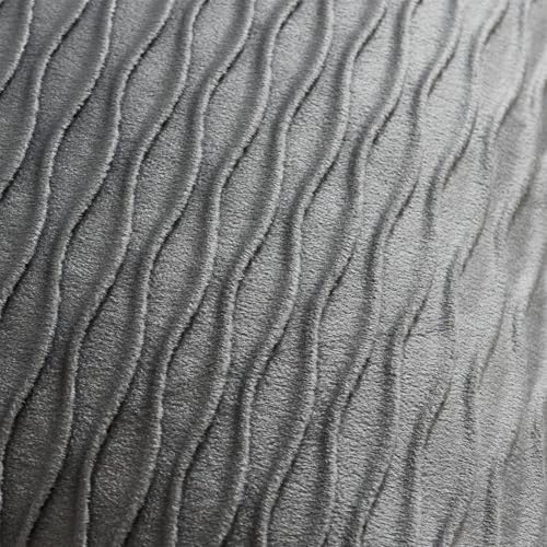 DEZENE Grey Vertical Ripple Striped Decorative Pillow Cases: Pack of 2 24x24 Inch Velvet Square Throw Pillow Covers for Farmhouse Couch Sofa Bed Living Room Home Decor - Image 2