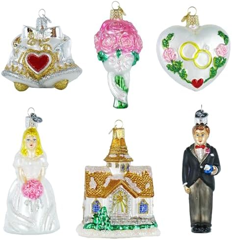 Wedding Collection Set of 6 Glass Old World Christmas Ornament 14011 - Image 2