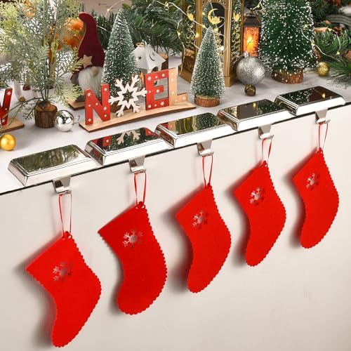 Christmas Stocking Holders for Mantle, Weighted Stocking Hangers, Christmas Stocking Hooks for Tables Window Fireplace Mantle Decoration(Silver,8PCS) - Image 2