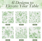 Kochorie 36 Pieces Green Floral Cloth Napkins, 18 x 18 Inch Reusable Soft Fabric Napkins, Washable Flower Dinner Cocktail Napkin for Spring Summer Tea Party Holiday Home Kitchen Wedding Restaurant - Image 3
