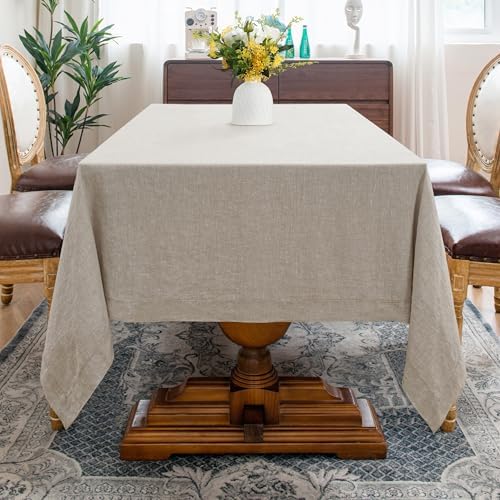 Linen World Linen Tablecloth,100% French Linen Natural Tablecloth 108" x 60" Inch,Washable Rectangular Tablecloth for Dining,Outdoor,Weddings and Restaurants,Decorative Thanksgiving Christmas - Image 3