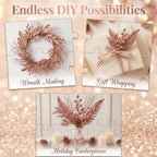 66 Pcs Christmas Glitter Picks and Sprays, Rose Gold - Image 5