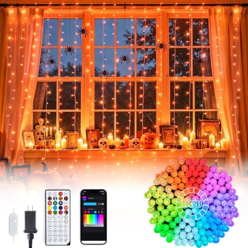 JMEXSUSS RGB Curtain Lights, 300 LED 9.8×9.8FT Color Changing String Lights by JMEXSUSS