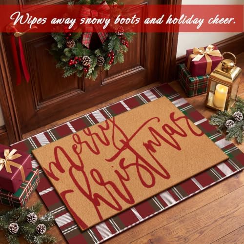 Tinideya 2 Pcs Christmas Layered Doormat Set, Holiday Front Door Mats - Image 2