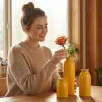 3Pcs Yellow Ceramic Vases, Decorative Vases for Modern Farmhouse - Image 6