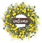 24'' Sunflower Wreaths for Front Door, Welcome Front Door Wreath Summer by Davimono