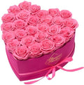 GLAMOUR BOUTIQUE Preserved Flowers, 27 Forever Velvet Pink Roses Heart Box by THEGLAMOURBOUTIQUE