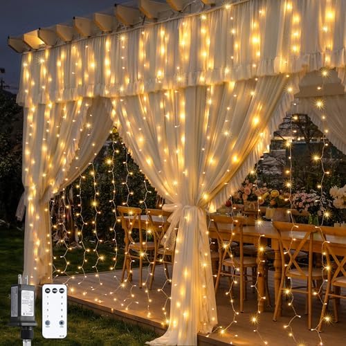 JMEXSUSS 600 LED Curtain Lights, String Lights for Bedroom,9.5ft x 19.6ft by JMEXSUSS