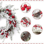 Garvee Artificial Christmas Wreath for Front Door, 18" Snow Flocked Wreath - Image 3