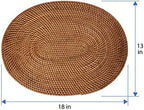 KOUBOO Rattan Oval Placemats Set of 2, Boho Dining Table Mat Honey Brown - Image 3