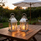 Set of 2 Decorative Metal Candle Lantern 10'' High(Silver) - Image 3