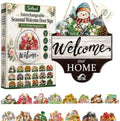 Interchangeable Seasonal Welcome Door Sign for Front 16 Pcs Wooden Hanging by Unknown