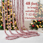 48FT Extra Long Christmas Wood Bead Garland for Mantle (Vintage Red Beads) - Image 3