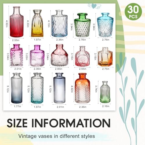 Yaomiao 30 Pcs Glass Bud Vases Centerpieces, Color Gradient Series - Image 2