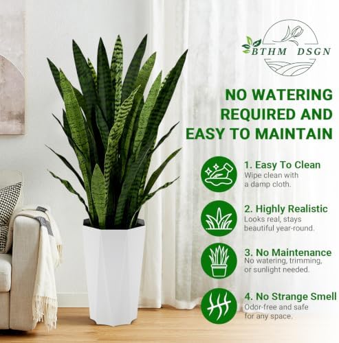 4FT Large Fake Snake Plant,Potted Sansevieria Artificial Plants - Image 3