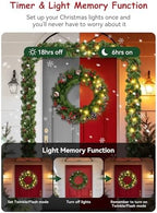 Brightown 24 Inch Pre-Lit Artificial Christmas Wreaths for Front Door,Christmas Decorations Indoor with Pine Cones & Berry Clusters, Christmas Wreath with 50 Lights for Fireplace Wall Window, Plug-in - Image 4