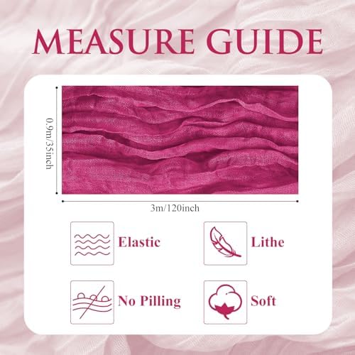 Cheesecloth Table Runner 10FT 12Pcs Fuchsia Boho Gauze Rustic Sheer Runners - Image 2