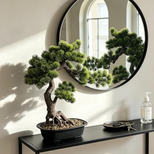 Artificial Bonsai Plant, Large Faux Juniper Plants 20 inch, Faux Potted Pine Plants Indoor Decor for Office Desk Home Table, Greenery Desktop Bonsai Tree for Room Decorations, Tall 20" - Image 2