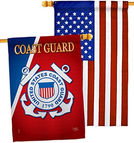 Coast Guard House Flag - Pack Armed Forces USCG Semper Paratus United State American Military Veteran Retire Official USA Applique - Banner Small Garden Yard Gift Double-Sided Made In 28 X 40 by Breeze+Decor