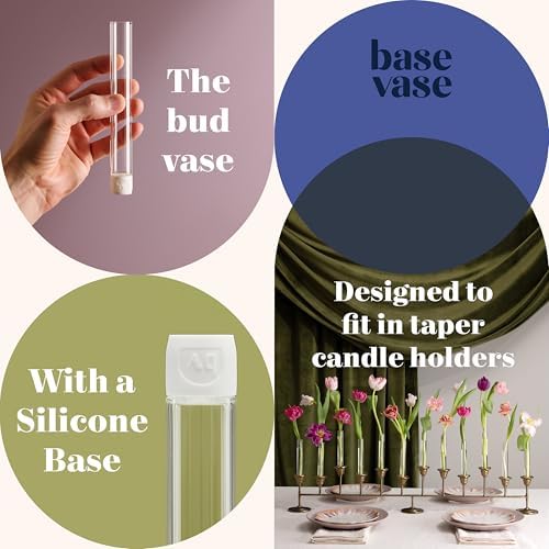 Base Vase (3-Pack) - The Bud Vase that Fits in Taper Candle Holders | Create Floral Arrangements for Tablescapes, Centerpieces, Weddings and Home Decor (Frosted) - Image 5