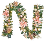 Garvee 9 ft Christmas Garland with Lights for Mantle, Rose Gold by Garvee