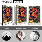 Chinese Lunar Year of the Dragon Art Print – Captivating Yellow & Purple Iris Zodiac Wall Decor for Home Bathroom Bedroom Living Room and Office 24X36 in Wrapped Framed - Image 2