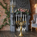 20.3'' Tall 5 Arm Silver Candelabra Centerpiece for Table, Metal Candelabra Candle Holder, Retro Candelabra Table Centerpieces for Party, Events, Home, Wedding Decor (2, Pure Gold, 5 arm) - Image 4