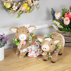 Northlight Boy Piglet with Floral Wreath Spring Figurine - 10.25" - Brown and Beige - Image 4