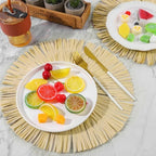 Fovths 16 Pcs Hawaii Luau Placemats Bulk 13 in Woven Boho Fringe Place Mats - Image 5