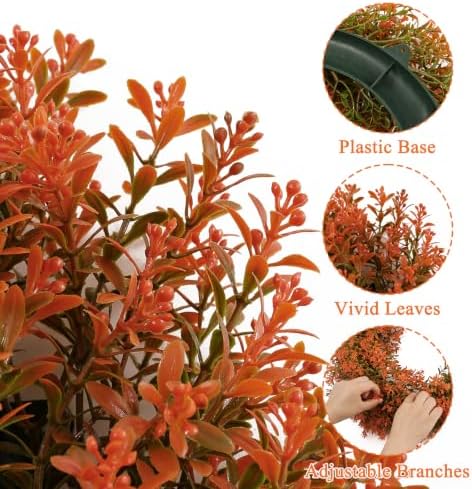 U'Artlines 17" Fall Front Door Boxwood Wreaths, Artificial Harvest Wreath - Image 2