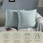 Ridhi Block Print Aquamarine Blue Pillow Cover 20" x 20" (Pack of 2) Decorative Couch Pillows for Living Room, Farmhouse Chic Boho Cute Outdoor Pillows Covers Gifts for Spring, Mother's Day - Image 5