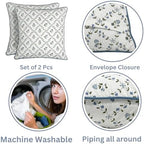 Ridhi Block Print Powder Blue Pillow Cover 18" x 18" (Pack of 2) Decorative Couch Pillows for Living Room, Farmhouse Chic Boho Cute Outdoor Pillows Covers Gifts for Spring, Mother's Day - Image 3