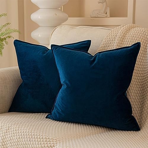 JUSPURBET 28x28 Velvet Decorative Throw Pillow Covers Set of 2,Navy Blue by JUSPURBETHOME