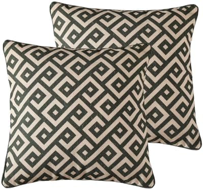 ISAENNE Vintage Linen Square Throw Pillow Cover,Set of 2,18"x18"-Murad B by Isaennehomedecoration