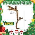 Sfcddtlg 6 Pcs Cast Iron Branch Mantle Hangers, 6 Inch Decorative Christmas Stocking Hangers with Non-Slip Pad, Brown Mantle Stocking Holder for Xmas Holiday Home Party Decoration - Image 2