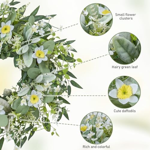 JORNOY 24inch Spring Wreath for Front Door Decor - Image 5