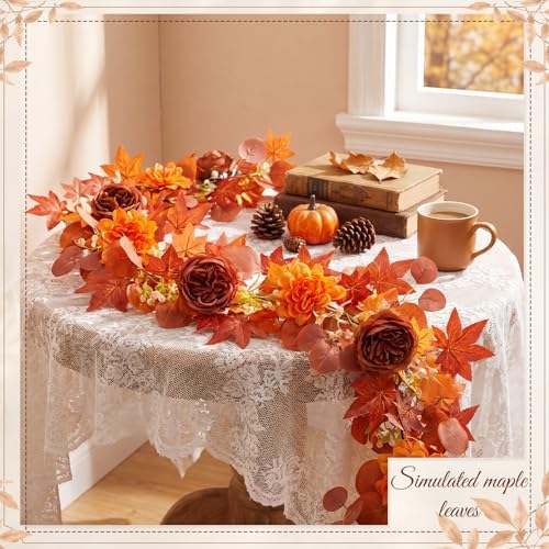 6 Pack Fall Garland Flower Autumn Leaf Garlands Total 35.4 ft - Image 4