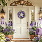Valery Madelyn 18 inch Spring Lavender Wreaths for Front Door with Lights - Image 5