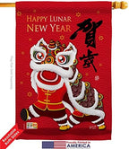 Bring Good Luck New Year House Flag Winter Lunar Prosperous Seasonal Arrival Blessing Decoration Banner Small Garden Yard Gift Double-Sided, Made in USA - Image 2