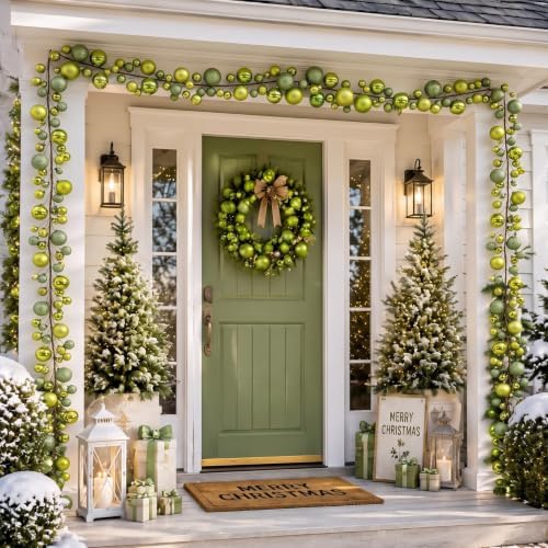 2 Pcs 6 ft Christmas Ball Ornament Garland, Light Green - Image 6