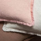 MIULEE Boho Linen Fringe Decorative Throw Pillow Covers Pink 20x20 - Image 4