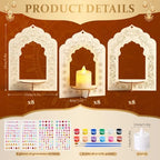24 Set Diwali Coloring Lotus Candle Holder Kit Wooden Craft for Pooja - Image 2