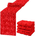 4 Pcs Rosette Table Runner 14x108 Inch for Wedding, Red by Unknown