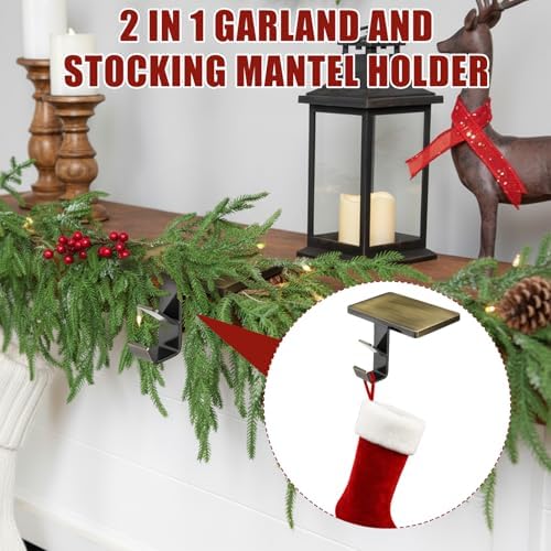 MorningRo 6 Pack 2 in 1 Stocking Holders for Mantle, Dark Bronze - Image 4