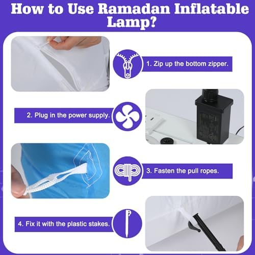 Lewondr 6FT Outdoor Inflatable Ramadan Moon Decorations with 5 LEDs Lights - Image 6