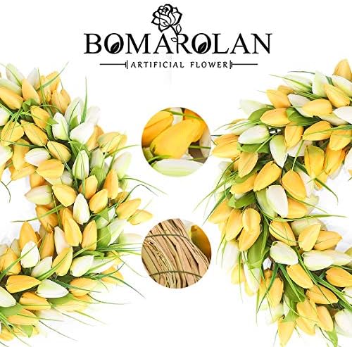BOMAROLAN Tulip Wreath 20 Inch for Front Door Summer Fall Large Wreaths Springtime All Year Around for Outdoor Door Indoor Wall Or Window Décor Festival Decoration - Image 4