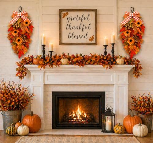 Fall Decor,Fall Wreaths for Front Door,Fall Pumpkin Wreath, Autumn Decor - Image 3