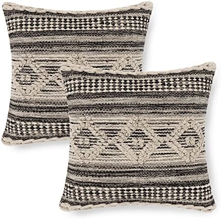 · REDEARTH · Textured Handwoven Throw Pillow Cases - Diamond Virgule Black by REDEARTH
