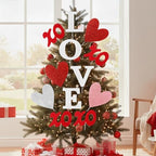 Valentines Day Decorations Tree Ornaments: 12 pcs Extra Large Red Pink White Love Heart XOXO Decorations, Glitter Heart Picks Ornaments for Valentine's Day Tree Topper Home Wedding Office Décor - Image 6